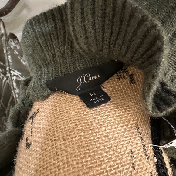 NWT J. Crew Green Mock Neck Ruffle Collar Knit Sweater Size Medium - Picture 8 of 8